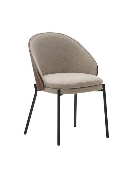 Sametová polstrovaná židle Eamy, Béžová, černá, Š 55 cm, H 53 cm