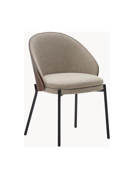 Chaise rembourrée en velours Eamy, Velours beige, pieds noirs, larg. 55 x prof. 53 cm