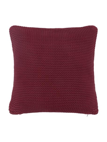Dzianinowa poszewka na poduszkę z bawełny organicznej Adalyn, 100% bawełna organiczna, certyfikat GOTS, Ciemny czerwony, S 40 x D 40 cm