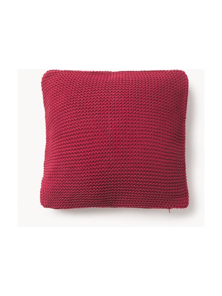 Pletený poťah na vankúš z organickej bavlny Adalyn, 100 % organická bavlna, certifikát GOTS, Vínovočervená, Š 40 x D 40 cm