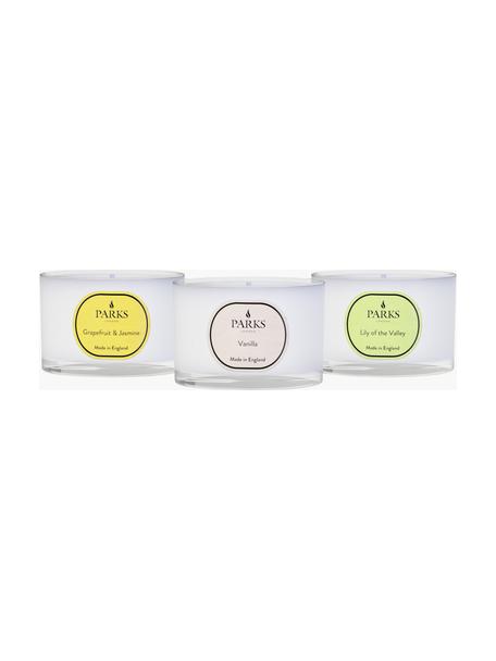 Set de velas perfumadas Vintage Aromatherapy, 3 uds., Recipiente: vidrio, Fragancias diferentes, Ø 7 x Al 5 cm