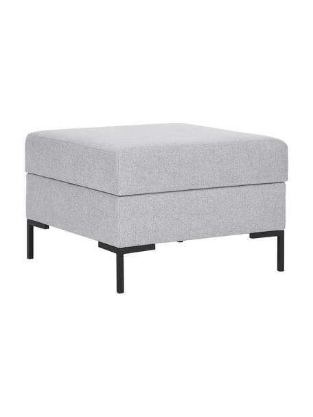 Poggiapiedi da divano con contenitore e piedini in metallo Luna, Rivestimento: 100% poliestere, certific, Rivestimento: poliuretano espanso, tess, Struttura: legno massiccio di faggio, Piedini: metallo zincato, Tessuto grigio chiaro, Larg. 77 x Alt. 49 cm