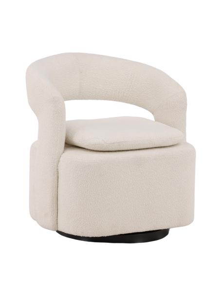 Poltrona in bouclé con funzione girevole Laurel, Rivestimento: bouclé (100% poliestere), Struttura: acciaio rivestito, Bouclé bianco crema, Larg. 69 x Alt. 75 cm