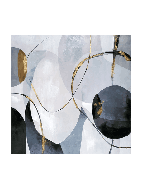 Leinwandbild Bubbles, Bild: Leinwand, Schwarz, Grau, Gold, B 70 x H 70 cm