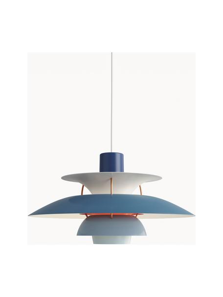 Hanglamp PH 5, Lampenkap: gecoat metaal, Diffuser: glas, semi-transparant, Blauwtinten, goudkleurig, Ø 50 x H 27 cm