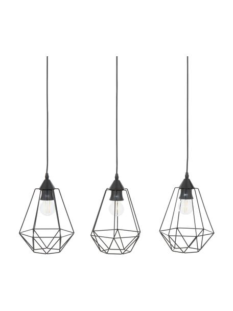 Hanglamp Wire in industrieel design, Baldakijn: metaal, Baldakijn: zwart. Lampenkap: zwart. Snoer: zwart, B 75  x H 25 cm