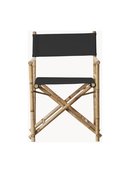 Bamboe tuinstoel Mandisa met zitkussen, Frame: bamboehout, Bekleding: canvas, Bamboe, zwart, B 58 x D 44 cm