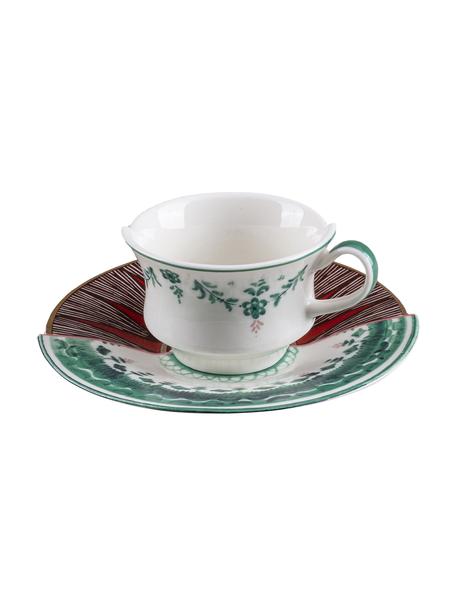 Taza de café con platito de porcelana de diseño Hybrid, Porcelana Bone China, Multicolor, Ø 7 x Al 5 cm, 100 ml