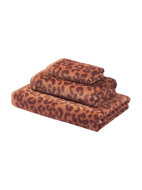 Handdoekenset Leo, 3-delig, Terracotta tinten , Set met verschillende formaten