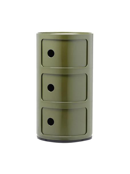 Designový odkládací stolek Componibili, 3 moduly, Umělá hmota, s certifikací Greeguard, Zelená, lesklá, Ø 32 cm, V 59 cm