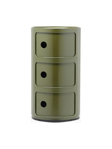 Design Container Componibili, 3 Elemente, Kunststoff (ABS), lackiert, Greenguard-zertifiziert, Olivgrün, glänzend, Ø 32 x H 59 cm