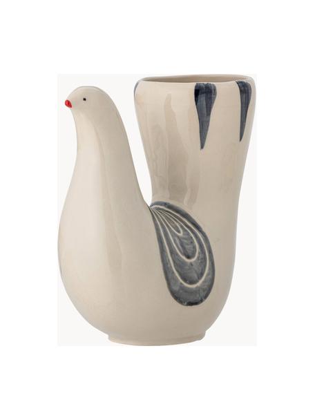 Vase Trudy, H 19 cm, Steingut, Off White, Blautöne, B 19 x H 19 cm