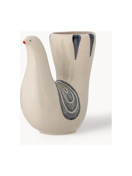 Vase Trudy, H 19 cm, Steingut, Off White, Blautöne, B 19 x H 19 cm