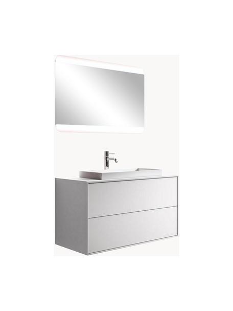 Waschtisch-Set Ago, 3-tlg., Spiegelfläche: Spiegelglas, Rückseite: ABS-Kunststoff, Weiss, B 100 x H 190 cm