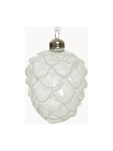 Weihnachtsbaumanhänger Cone, 12 Stück, Glas, Off White, Ø 7 x H 10 cm