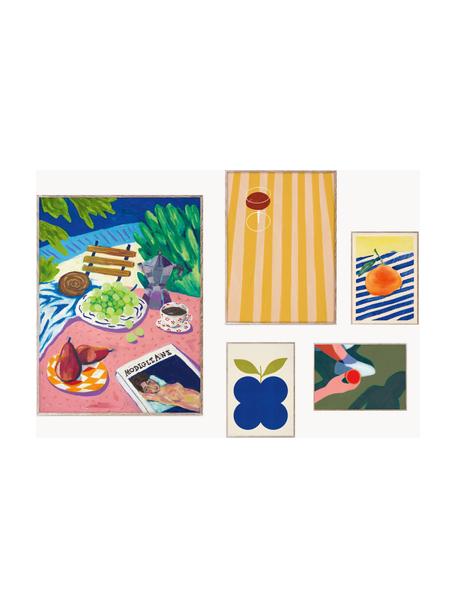 Poster Artwall no. 11, 5er-Set, Rahmen: Kiefernholz, Front: Plexiglas, Bunt, B 250 x H 180 cm