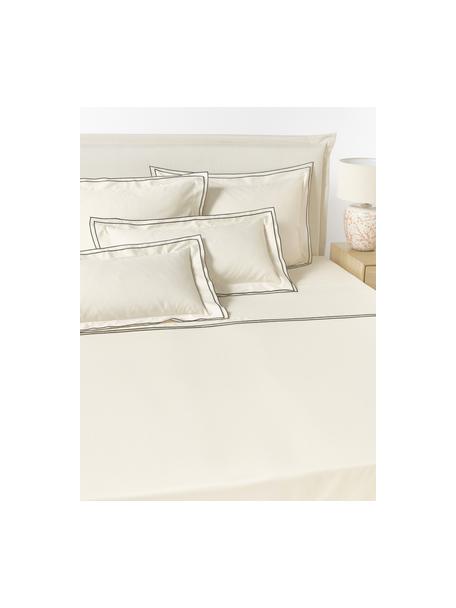 Drap plat en satin de coton Carlotta, Blanc, beige clair, larg. 180 x long. 280 cm