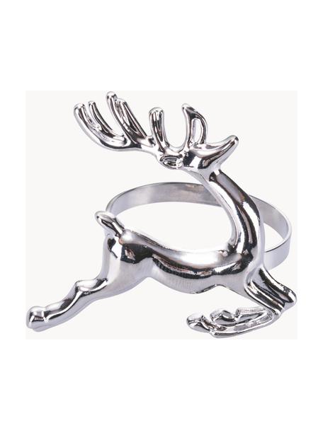 Kroužky na ubrousky Reindeer, 4 ks, Potažený kov, Stříbrná, Ø 4 cm, V 4 cm