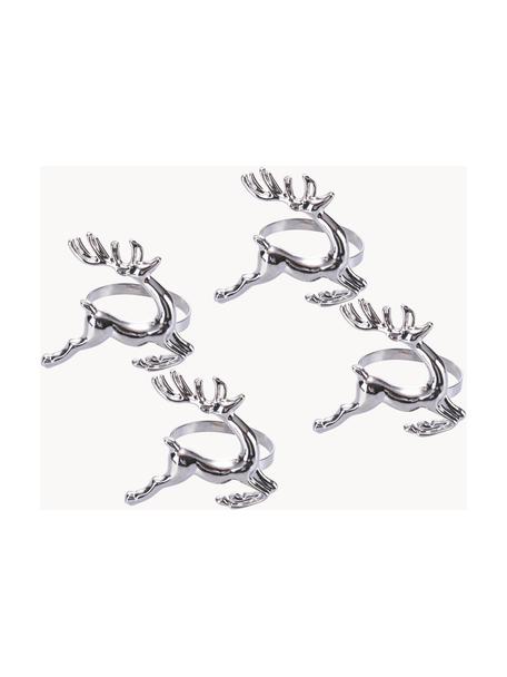 Ronds de serviette de table Reindeer, 4 pièces, Métal, enduit, Argenté, Ø 4 x haut. 4 cm