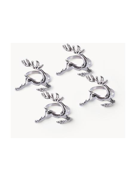 Obrączka na serwetkę Reindeer, 4 szt., Metal powlekany, Odcienie srebrnego, Ø 4 x W 4 cm