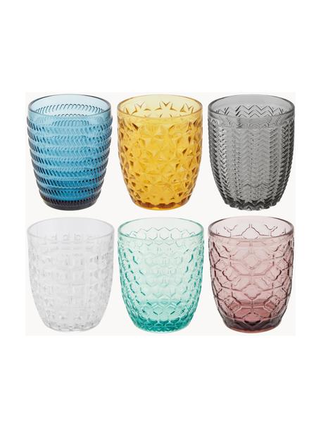 Sada sklenic na vodu se strukturálním vzorem Geometrie, 6 dílů, Sklo, Více barev, transparentní, Ø 8 cm, V 10 cm, 240 ml