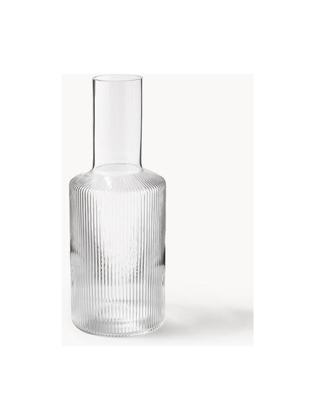 Carafe striée soufflée bouche Ripple, 1 L, Verre, soufflé bouche, Transparent, haute brillance, 1 L