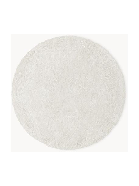 Okrúhly huňatý koberec s vysokým vlasom Leighton, Lomená biela, Ø 120 cm (veľkosť S)