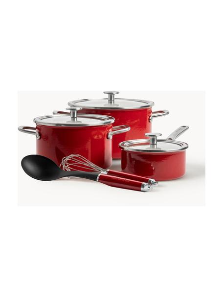 Batería de cocina KitchenAid, 8 pzas., Rojo, Set de diferentes tamaños, 8 pzas.