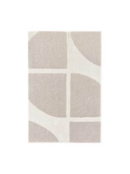 Flauschiger Hochflor-Teppich Jade mit erhabener Hoch-Tief-Struktur, Flor: 100 % Polyester, GRS-zert, Beige, Cremeweiß, B 200 x L 300 cm (Größe L)