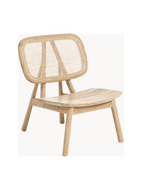 Krzesło z drewna tekowego z rattanowym splotem Nadra, Stelaż: drewno tekowe, Drewno tekowe, S 64 x G 75 cm