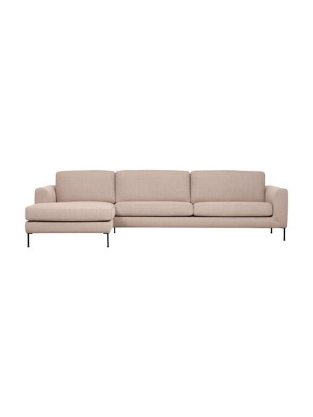 Sofa narożna z metalowymi nogami Cucita (4-osobowa), Tapicerka: tkanina (100% poliester) , Nogi: metal lakierowany Materia, Taupe tkanina, S 302 x G 163 cm, lewostronna
