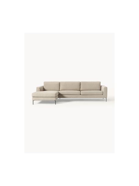 Ecksofa Cucita (4-Sitzer), Bezug: Webstoff (100% Polyester), Gestell: Massives Kiefernholz, Füße: Metall, lackiert Dieses P, Webstoff Beige, B 302 x T 163 cm, Eckteil links