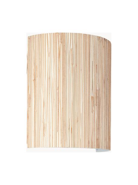 Lampada da parete in fibra naturale Wimea, Paralume: alghe, Struttura: metallo rivestito, Beige chiaro, Larg. 23 x Prof. 12 cm