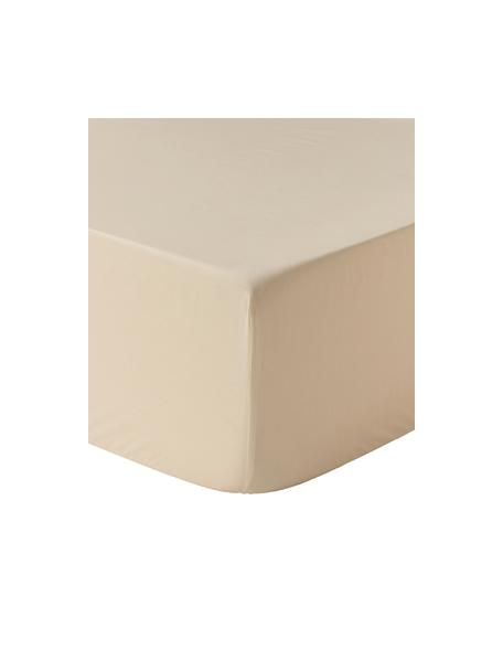 Hoeslaken Elsie, katoen perkal, Weeftechniek: perkal, Beige, B 90 x L 200 cm, H 25 cm