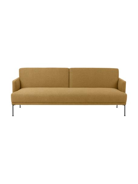 Sofa rozkładana Fluente (3-osobowa), Tapicerka: 100% poliester Dzięki tka, Tapicerka: wyściółka z pianki na zaw, Stelaż: lite drewno sosnowe z cer, Nogi: metal malowany proszkowo, Ochrowa tkanina, S 220 x W 86 cm