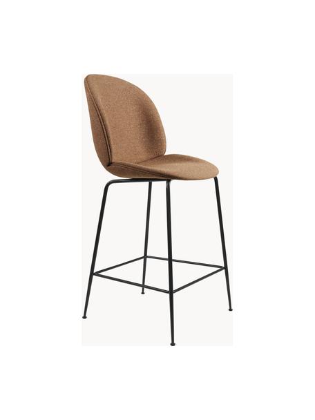 Krzesło barowe z wełny Beetle, Tapicerka: 100% wełna, Nogi: stal powlekana, Terakota, czarny matowy, S 54 x W 108 cm