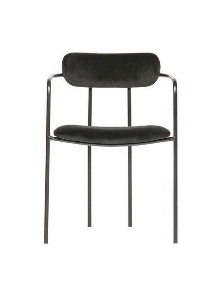 Silla con reposabrazos de terciopelo y metal Elvy, Tapizado: 100% terciopelo de poliés, Estructura: metal recubierto, Terciopelo negro, An 52 x F 50 cm