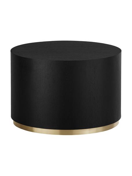 Ronde salontafel Clarice in zwart, Frame: MDF met eikenhoutfineer, Voet: gecoat metaal, Zwart, goudkleurig, Ø 60 x H 40 cm