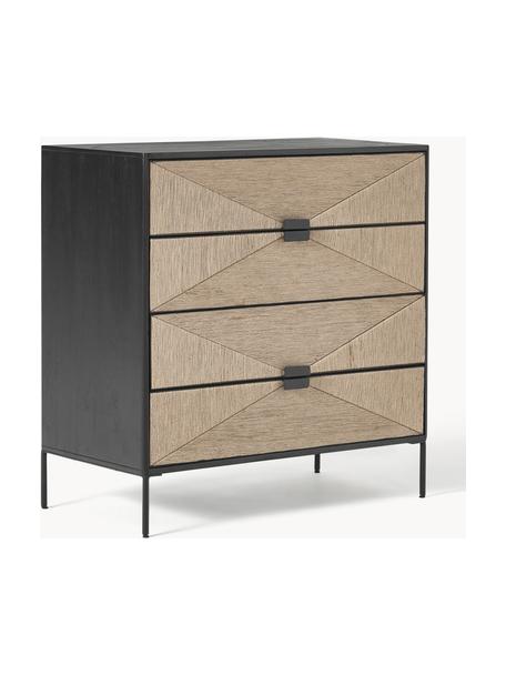 Cómoda de madera de mango maciza June, Estructura: madera de mango maciza ba, Patas: metal con pintura en polv, Negro, madera de mango, An 90 x Al 91 cm