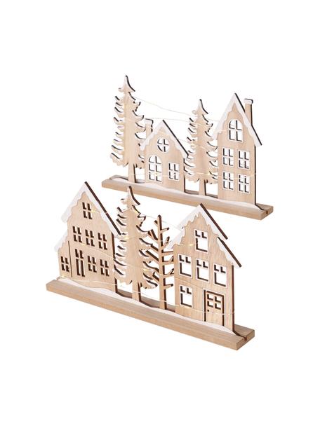 Komplet dekoracji świetlnych LED Andos, 2 elem., Drewno warstwowe, Brązowy, biały, S 30 x W 19 cm