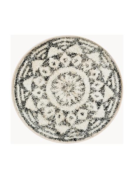 Tapis de bain rond antidérapant Gaile, Blanc cassé, noir, Ø 60 cm