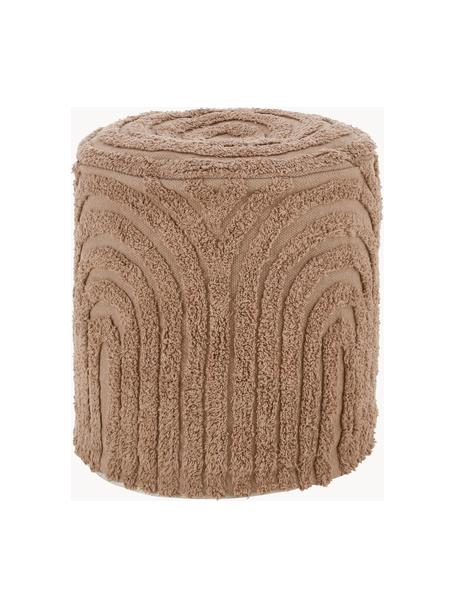 Hocker Erika mit getufteter Oberfläche, Bezug: 100 % Baumwolle, Webstoff Nougat, Ø 44 x H 46 cm