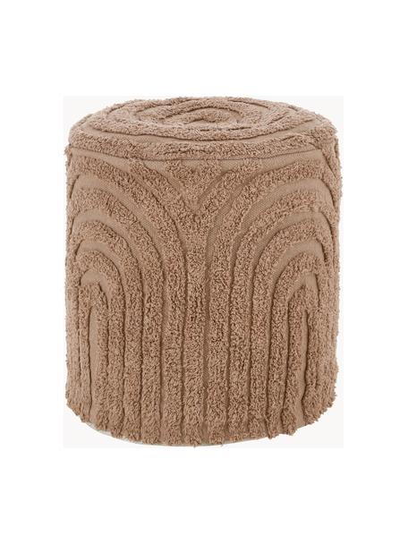 Poef Erika van katoen, Bekleding: 100% katoen, Geweven stof nougatkleurig, Ø 44 x H 46 cm