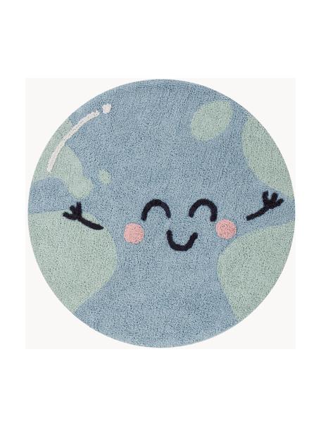 Tapis pour enfant tissé à la main Big Big World, Bleu gris, vert sauge, Ø 100 cm (taille S)