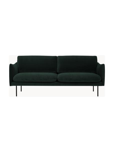 Divano 2 posti in velluto Moby, Rivestimento: velluto (rivestimento in , Struttura: legno di pino massiccio, , Piedini: metallo verniciato a polv, Velluto verde scuro, Larg. 170 x Prof. 95 cm