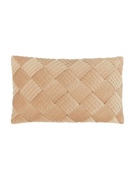 Funda de cojín de terciopelo texturizado Sina, Terciopelo (100% algodón), Marrón claro, An 30 x L 50 cm