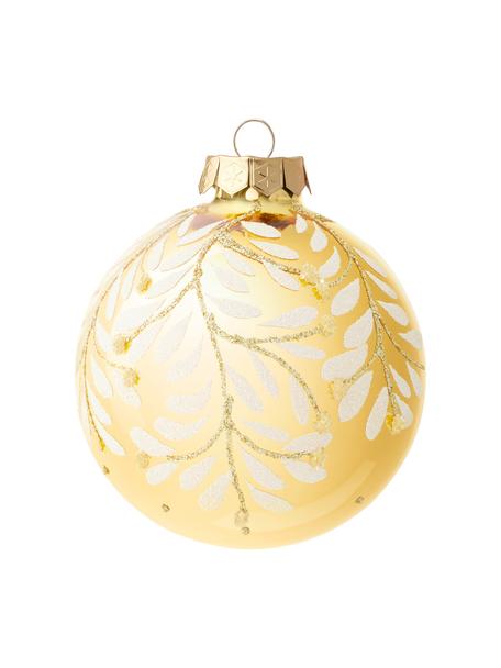 Set palline di Natale in vetro soffiato Leaf Ø 8 cm, 6 pz, Vetro, Dorato, Ø 8 cm