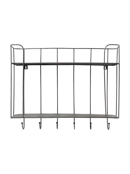 Metalen wandrek Hedda met haken, Gecoat metaal, Donkerbruin, B 60 x H 48 cm