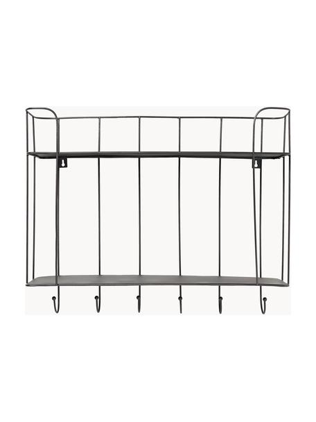 Metalen wandrek Hedda met haken, Gecoat metaal, Donkerbruin, B 60 x H 48 cm