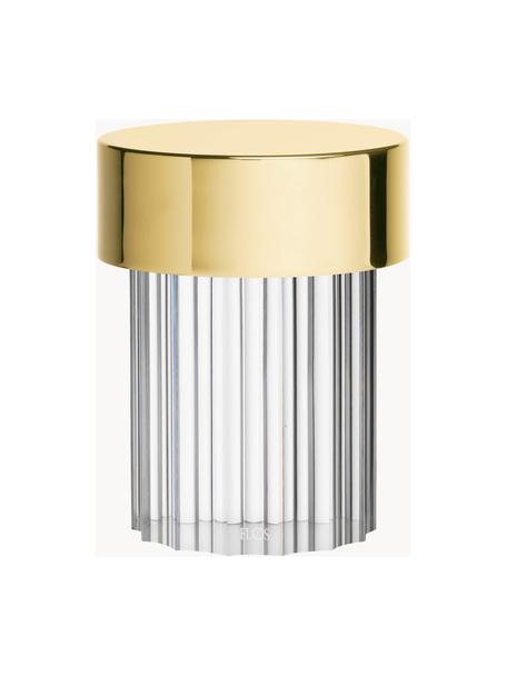 Lámpara de mesa pequeña regulable Last Order, portátil, Pantalla: cristal, Estructura: plástico, metal recubiert, Dorado, transparente, Ø 9 x Al 14 cm